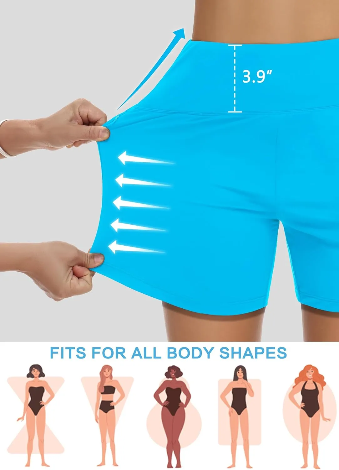Womens' 5" Swim Shorts Tummy Control Quick Dry Swimsuit Bottom High Waist Loose Fitting with Zipper Pocket Liner UPF50 